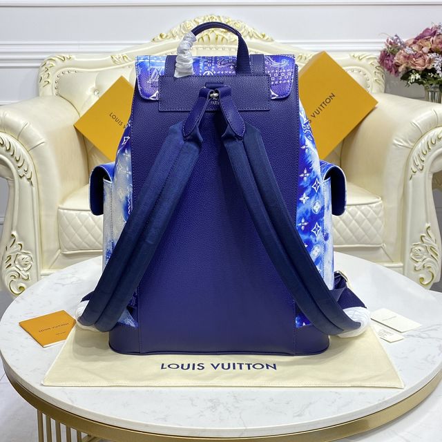 Louis vuitton original calfskin christopher backpack M20554 blue