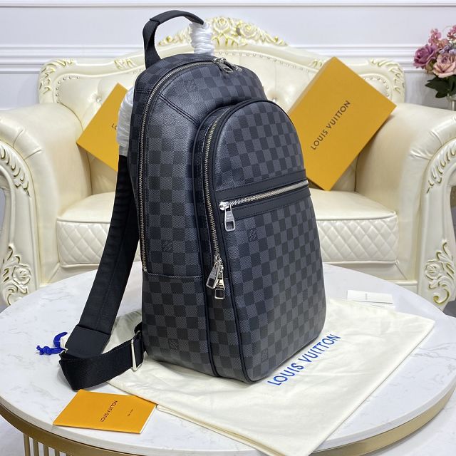 Louis vuitton original damier graphite michael backpack N58024 black