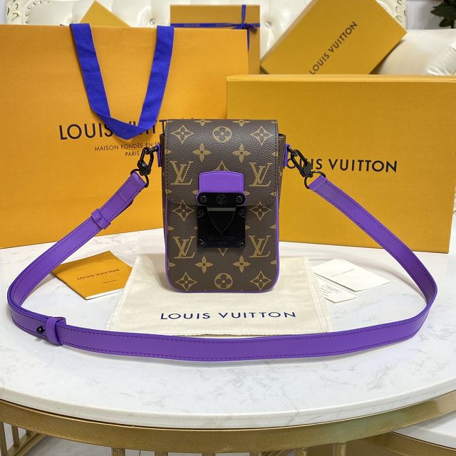 Louis vuitton original monogram canvas s-lock wearable wallet M81522 purple