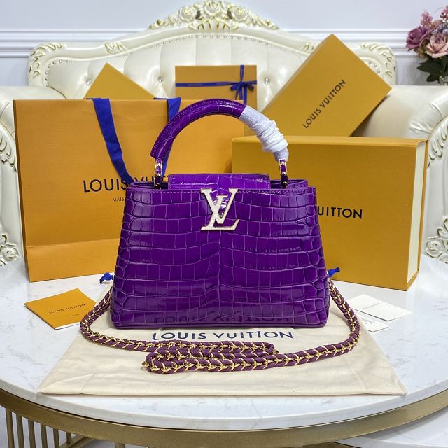 Louis vuitton original crocodile calfskin capucines BB handbag N92175 purple