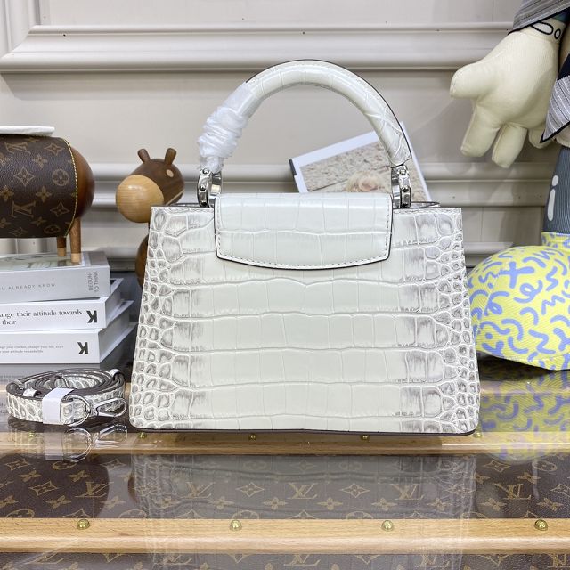 Louis vuitton original crocodile calfskin capucines BB handbag N92175 white