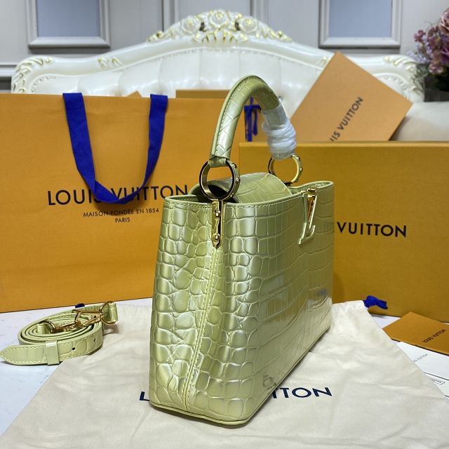 Louis vuitton original crocodile calfskin capucines BB handbag N93344 champagne