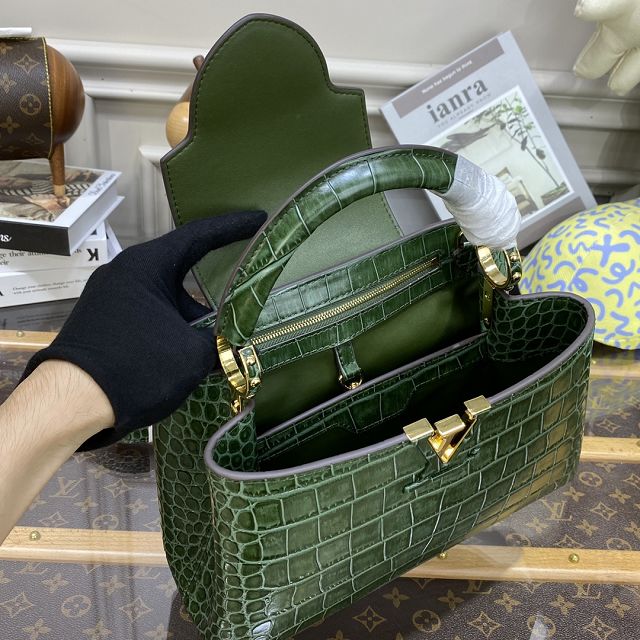 Louis vuitton original crocodile calfskin capucines BB handbag N93344 green