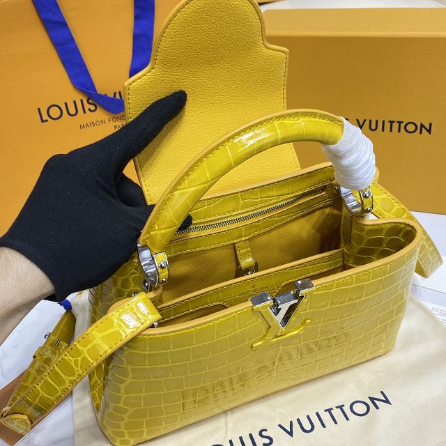 Louis vuitton original crocodile calfskin capucines BB handbag N93344 yellow