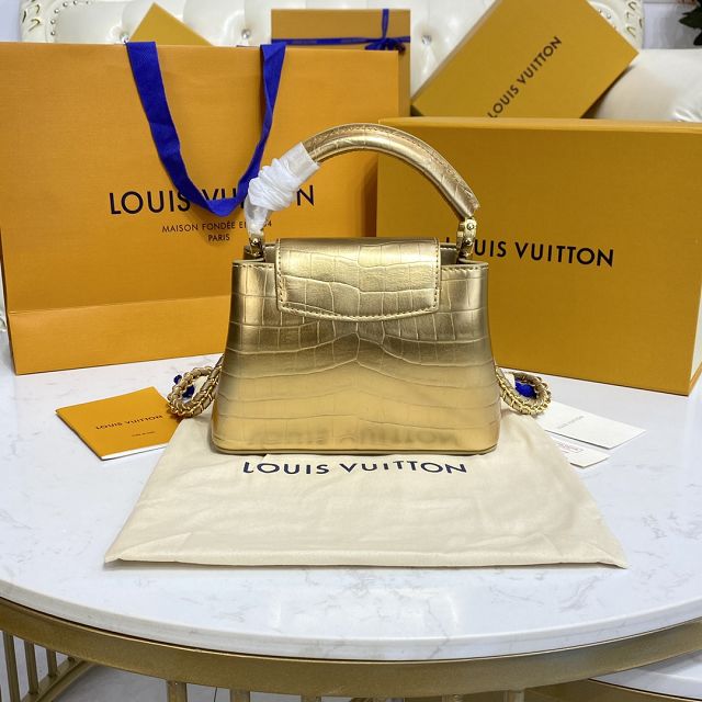 Louis vuitton original crocodile calfskin capucines mini handbag N93701 gold