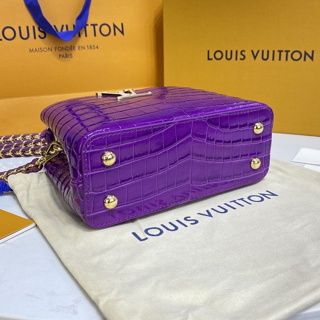 Louis vuitton original crocodile calfskin capucines mini handbag N94227 purple