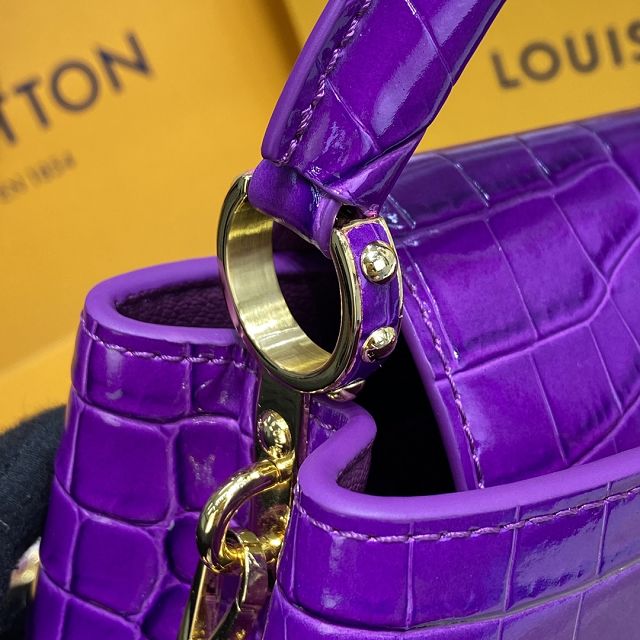 Louis vuitton original crocodile calfskin capucines mini handbag N94227 purple