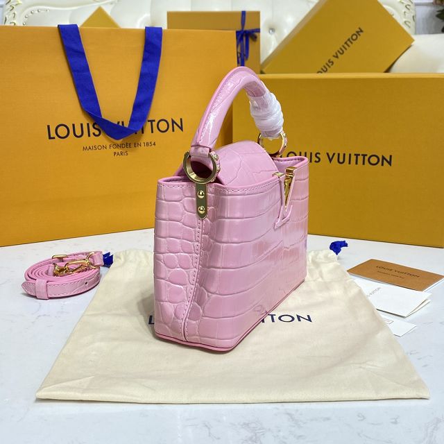 Louis vuitton original crocodile calfskin capucines mini handbag N95003 pink