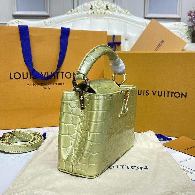 Louis vuitton original crocodile calfskin capucines mini handbag N93372 champagne