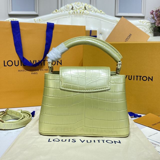 Louis vuitton original crocodile calfskin capucines mini handbag N93372 champagne