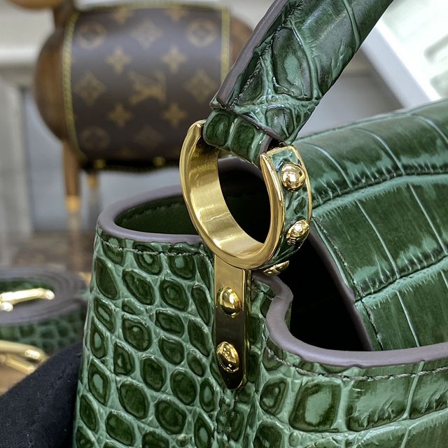 Louis vuitton original crocodile calfskin capucines mini handbag N93701 green