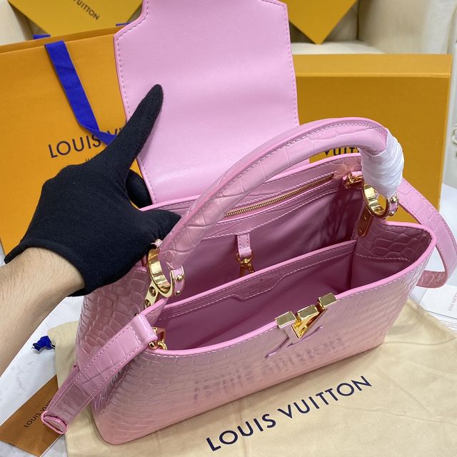 Louis vuitton original crocodile calfskin capucines mm handbag N94260 pink