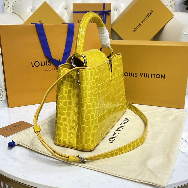 Louis vuitton original crocodile calfskin capucines mm handbag N94260 yellow