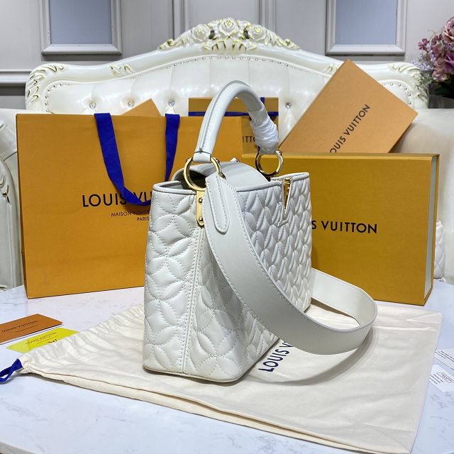 Louis vuitton original lambskin capucines mm handbag M55366 white