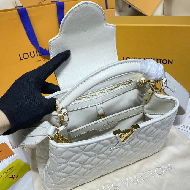 Louis vuitton original lambskin capucines BB handbag M55365 white