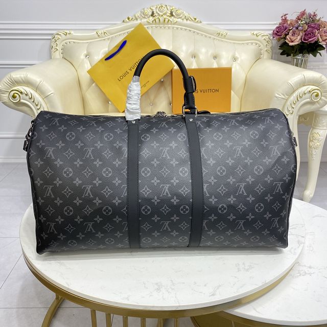 Louis vuitton original monogram canvas keepall 55 bag m40605 black