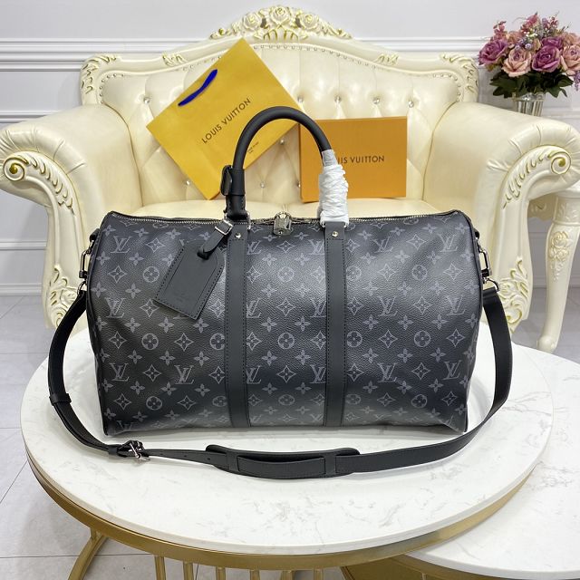 Louis vuitton original monogram eclipse keepall 45 bag m40569 black