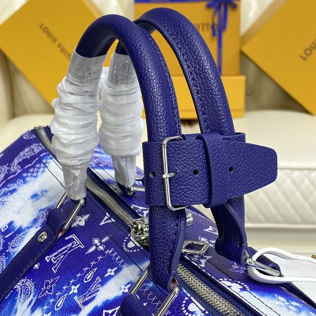 Louis vuitton original calfskin keepall 50 M20558 blue