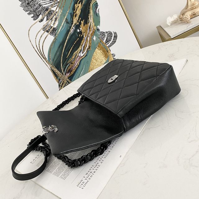 CC original grained calfskin small flap bag AS2303 black