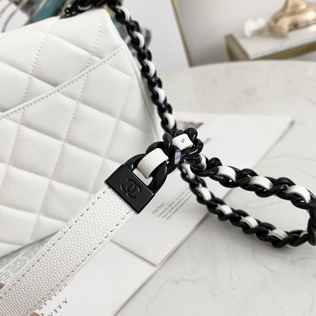 CC original grained calfskin small flap bag AS2303 white