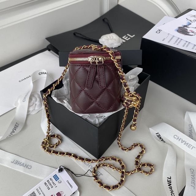 CC original lambskin small vanity with chain AP1447-1 bordeaux