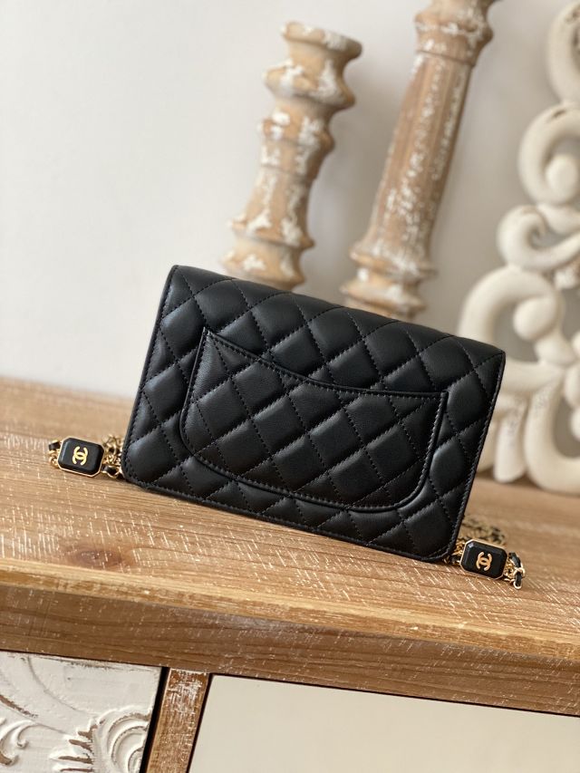 CC original lambskin wallet on chain AP2923 black