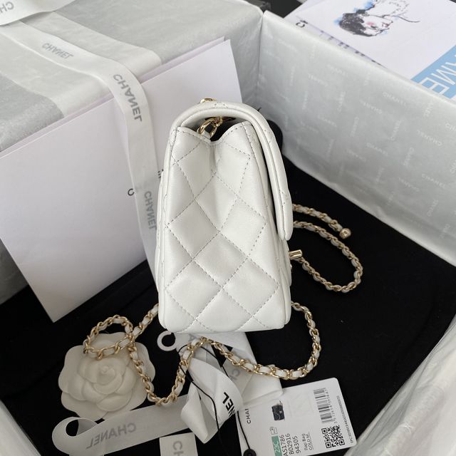 CC original lambskin small flap bag AS1786-2 white