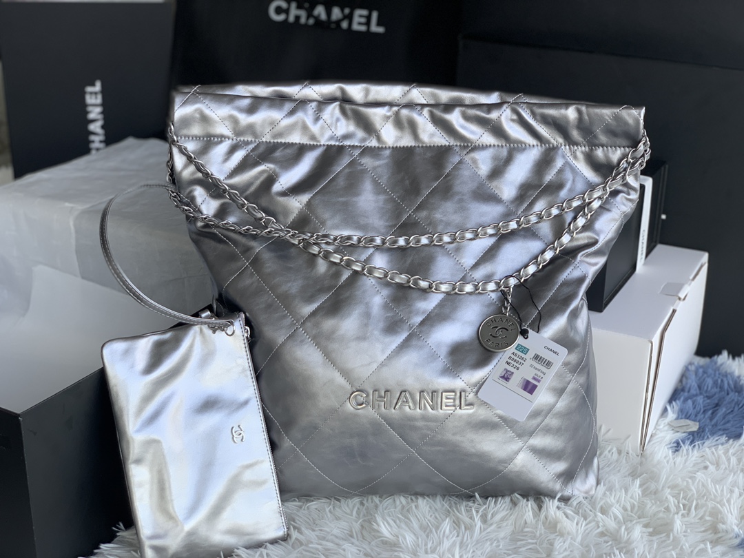 CC original calfskin 22 large handbag AS3262 silver