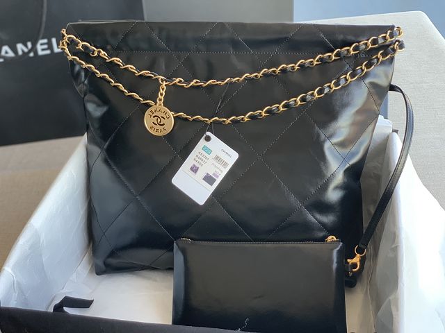 CC original calfskin 22 medium handbag AS3261 black&gold