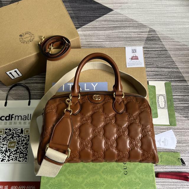 GG original matelasse leather medium bag 702242 brown