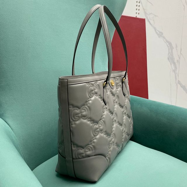 GG original matelasse leather medium tote bag 631685 grey