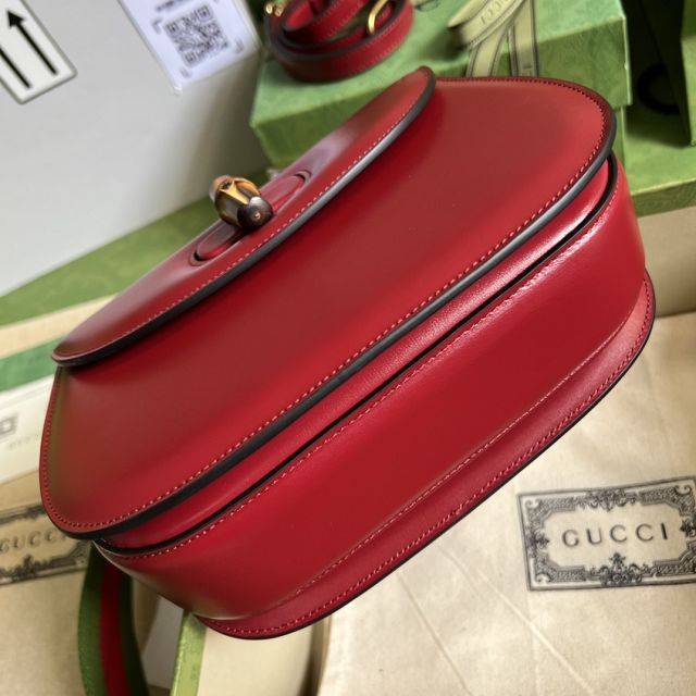 2022 GG original calfskin small top handle bag 675797 red