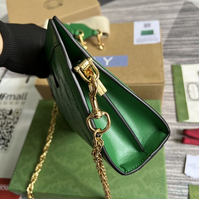 2022 GG original matelasse leather shoulder bag 702200 green