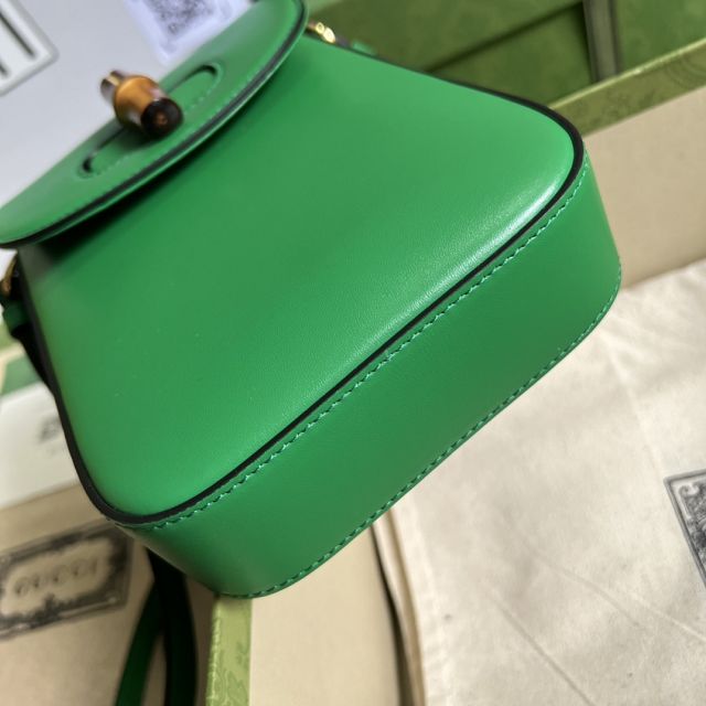 GG original calfskin bamboo mini handbag 702106 green