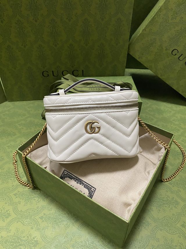 GG original calfskin mini top handle bag 699515 white