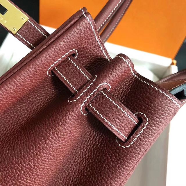 Hermes original togo leather birkin 25 bag H25-1 bordeaux