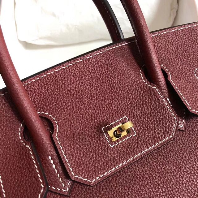 Hermes original togo leather birkin 25 bag H25-1 bordeaux