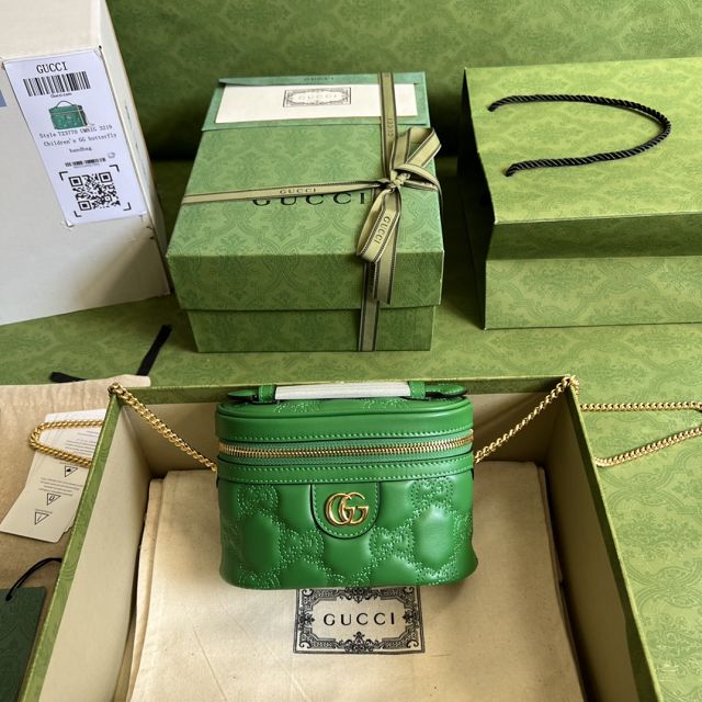 GG original matelasse leather top handle mini bag 723770 green