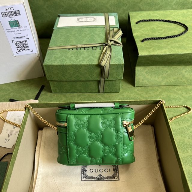 GG original matelasse leather top handle mini bag 723770 green