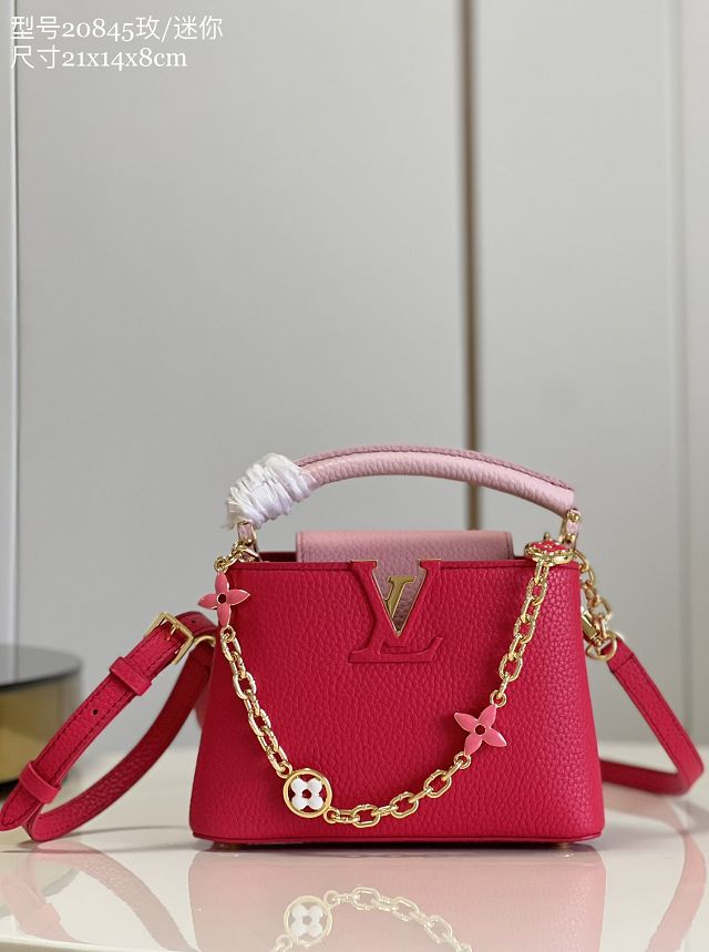 Louis vuitton original calfskin capucines mini handbag M20845 rose pink