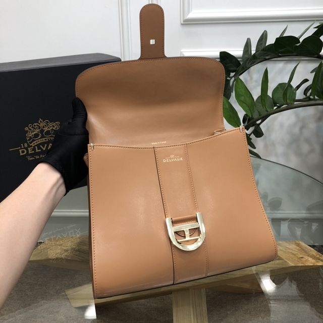 Delvaux original box calfskin brillant bag MM AA0555 brown