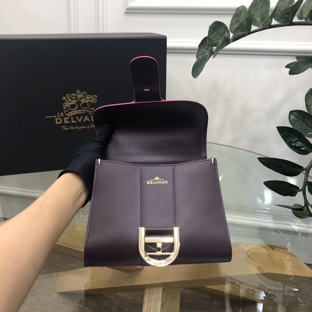 Delvaux original box calfskin brillant mini bag AA0406 dark purple