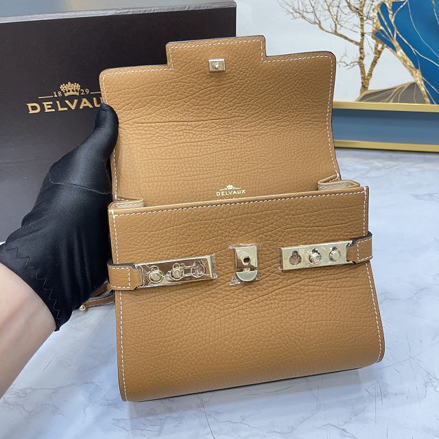 Delvaux original grained calfskin tempete small bag AA0563 brown