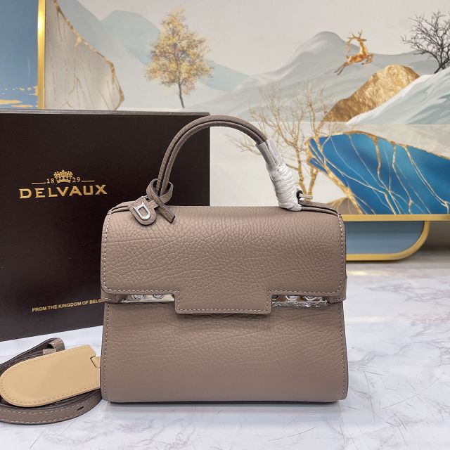 Delvaux original grained calfskin tempete small bag AA0563 grey