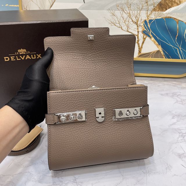 Delvaux original grained calfskin tempete small bag AA0563 grey