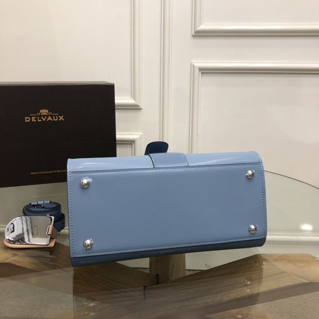 Delvaux original box calfskin brillant bag MM AA0555 blue