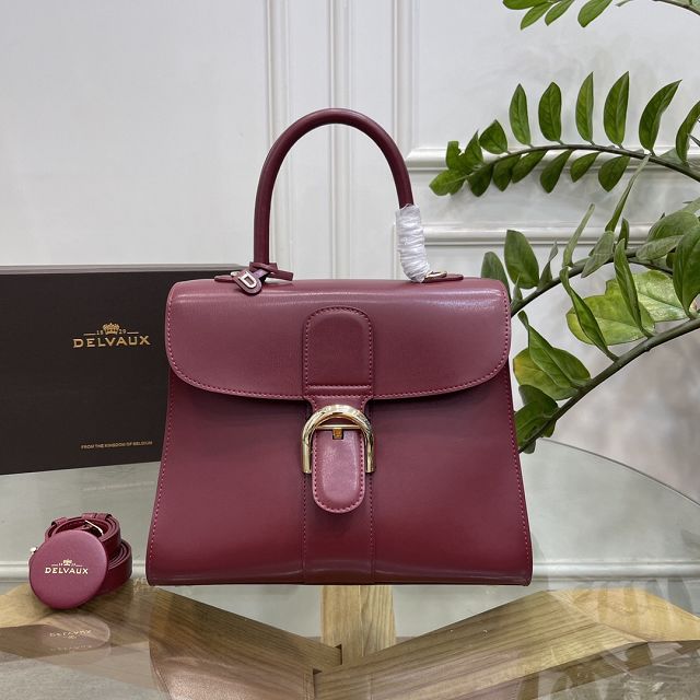 Delvaux original box calfskin brillant bag MM AA0555 bordeaux