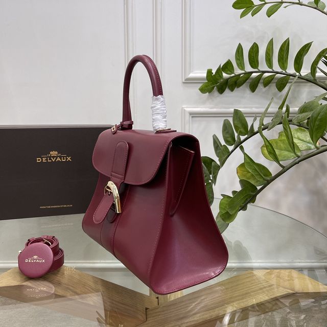 Delvaux original box calfskin brillant bag MM AA0555 bordeaux