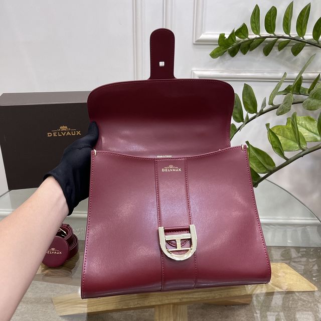 Delvaux original box calfskin brillant bag MM AA0555 bordeaux