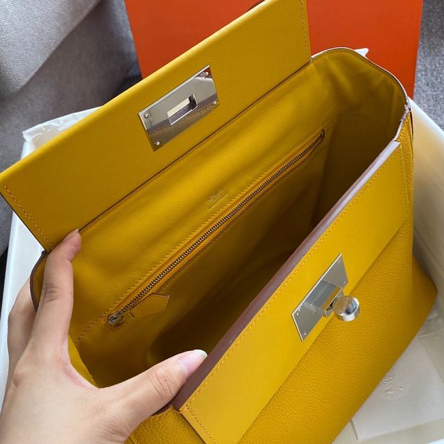 Hermes original togo leather small kelly 2424 bag HH03698 amber